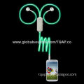 Earphone with Light Cable, (EL Cable), (Neon Light)